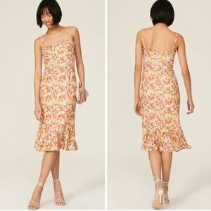 HUTCH Anthropologie Selene Floral Bustier Midi Dress